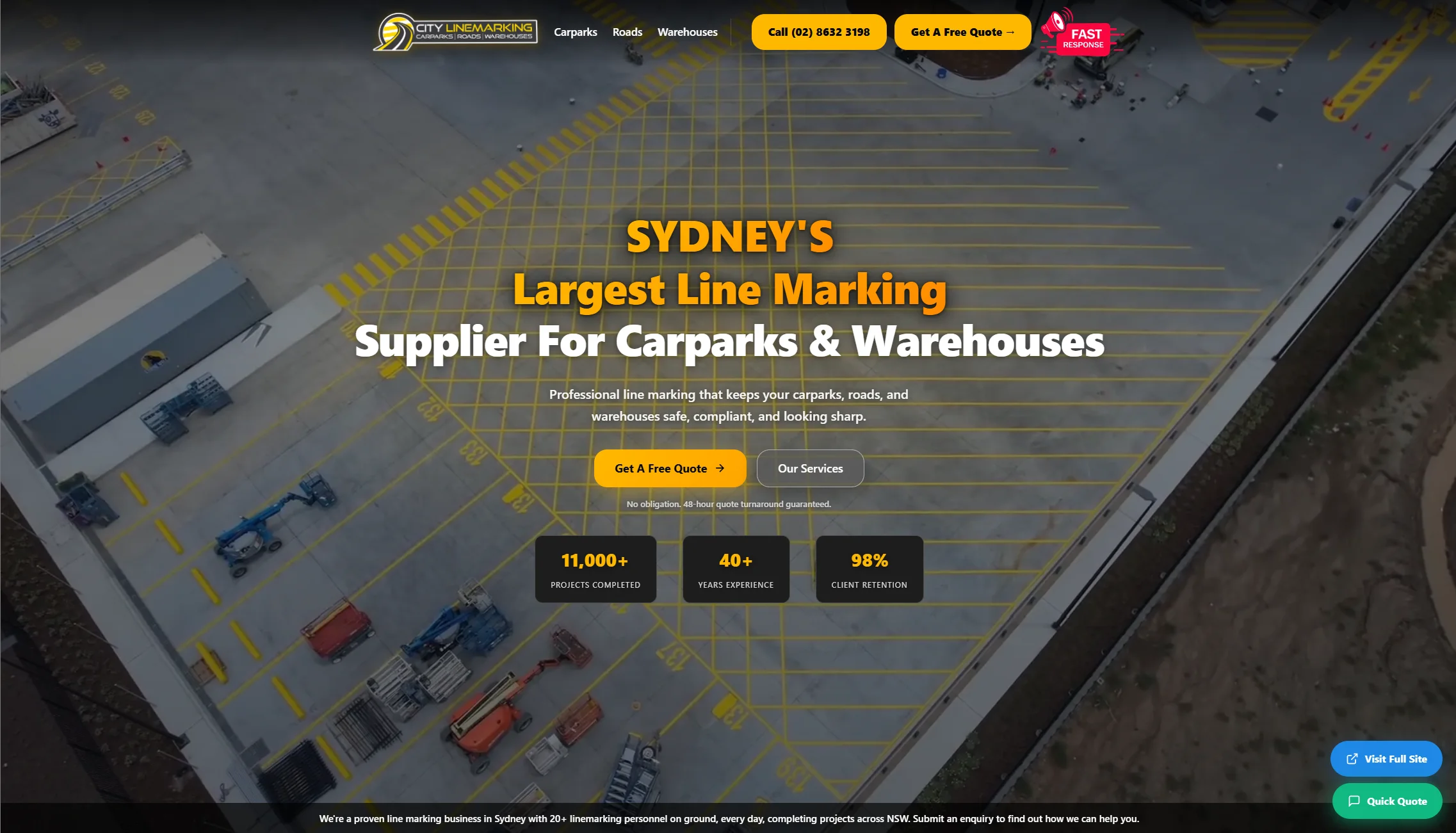 City Line Marking Landing Page web design project screenshot by FernByte