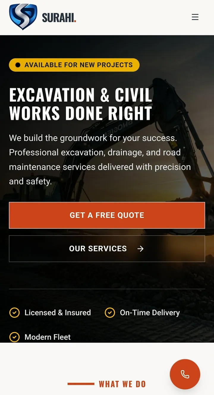 Surahi Investments mobile website design preview by FernByte