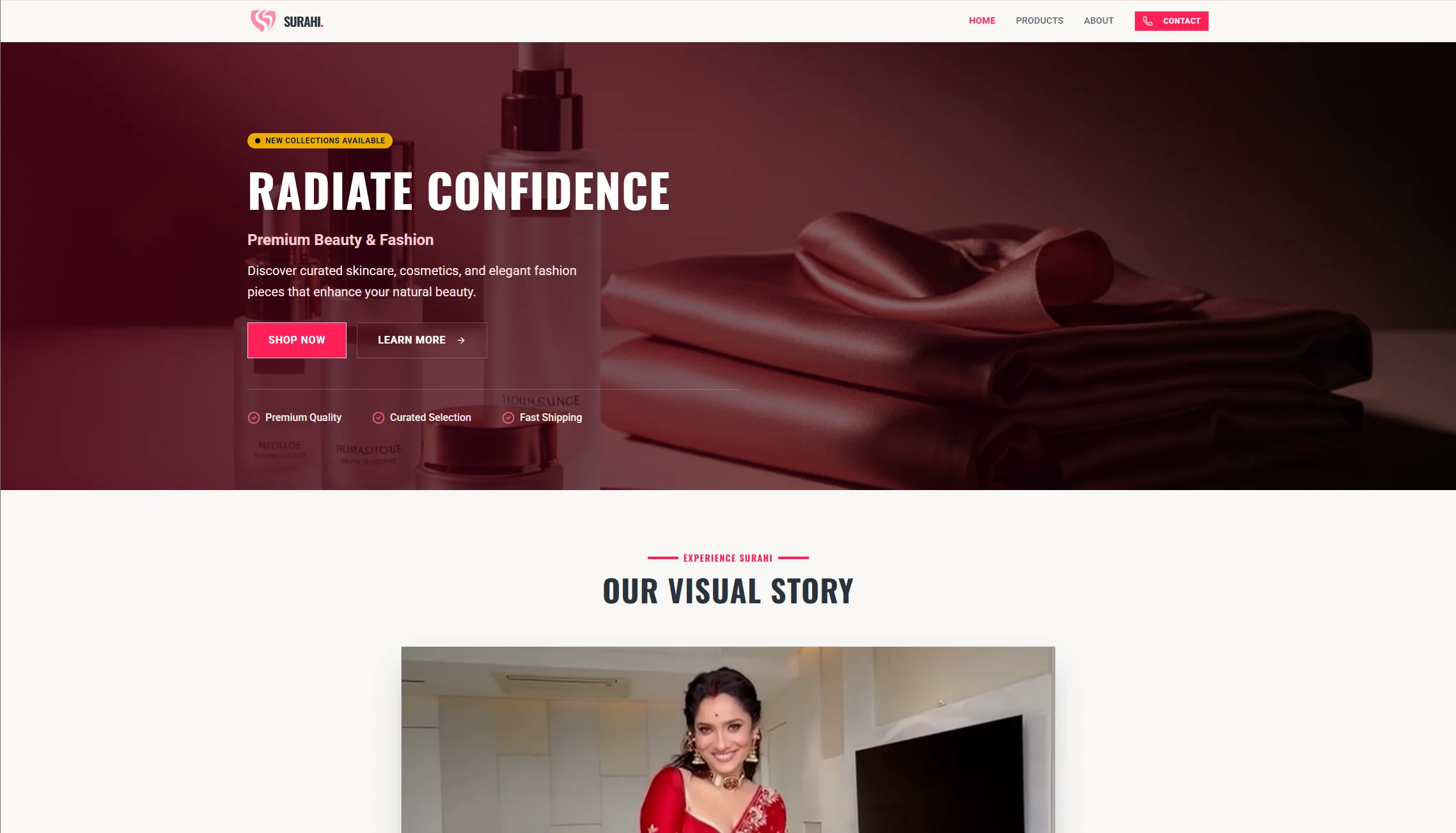 Surahi Boutique web design project screenshot by FernByte