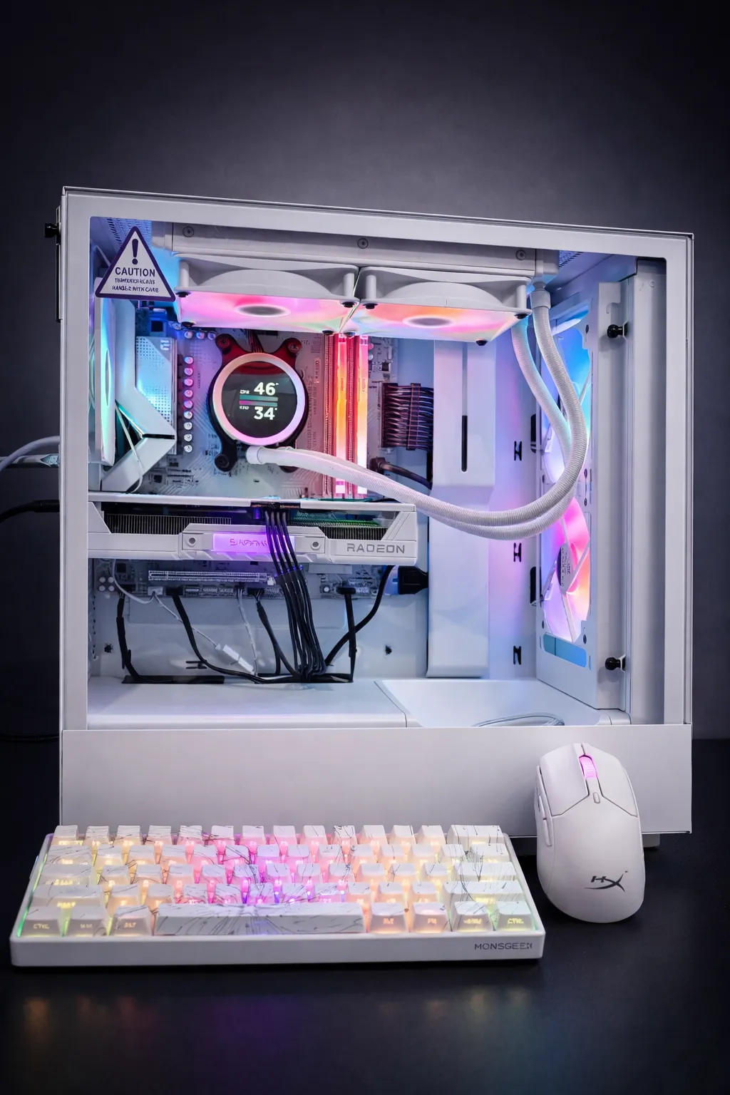 White PC with keyboard and mouse
