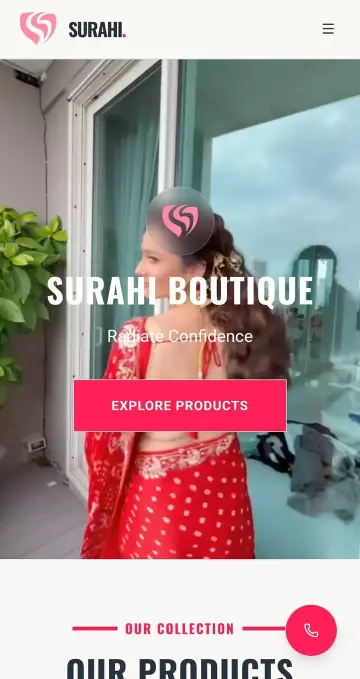 Surahi Boutique actual mobile website
