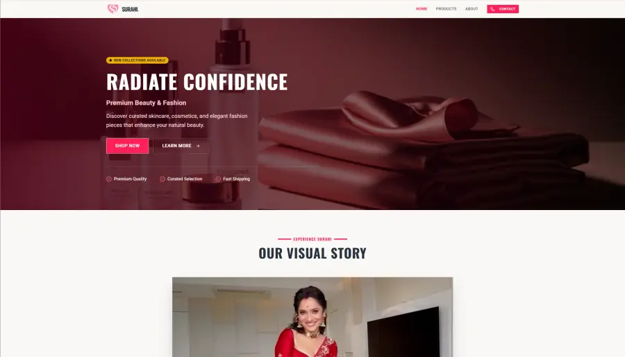Surahi Boutique website designed by FernByte